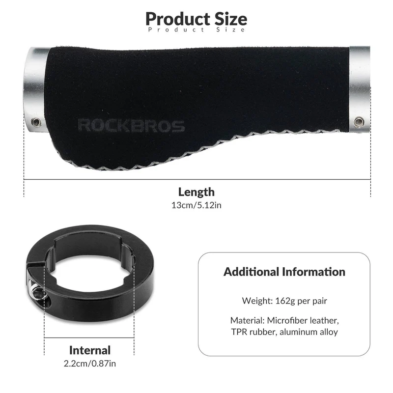 ROCKBROS Fahrradgriffe Ledergriffe voor Lenker met 22,2 mm Durchmesser