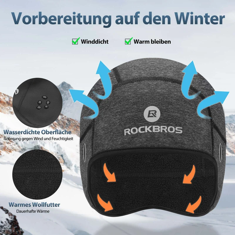 ROCKBROS Winter Fahrrad Mütze Winddicht Helmmütze met Brillenlöcher