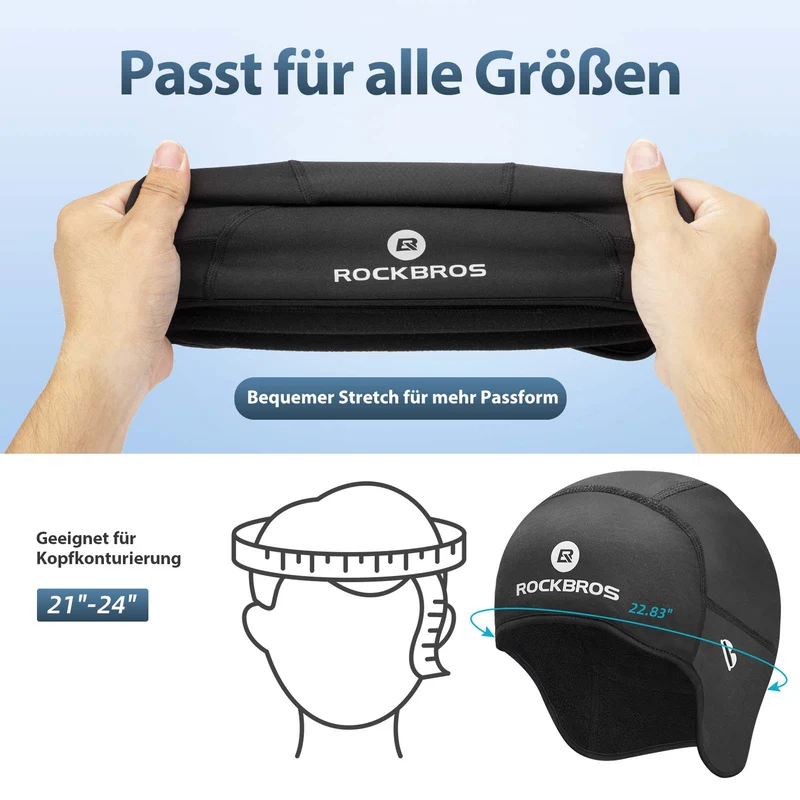 ROCKBROS Winter Fahrrad Mütze Winddicht Helmmütze met Brillenlöcher