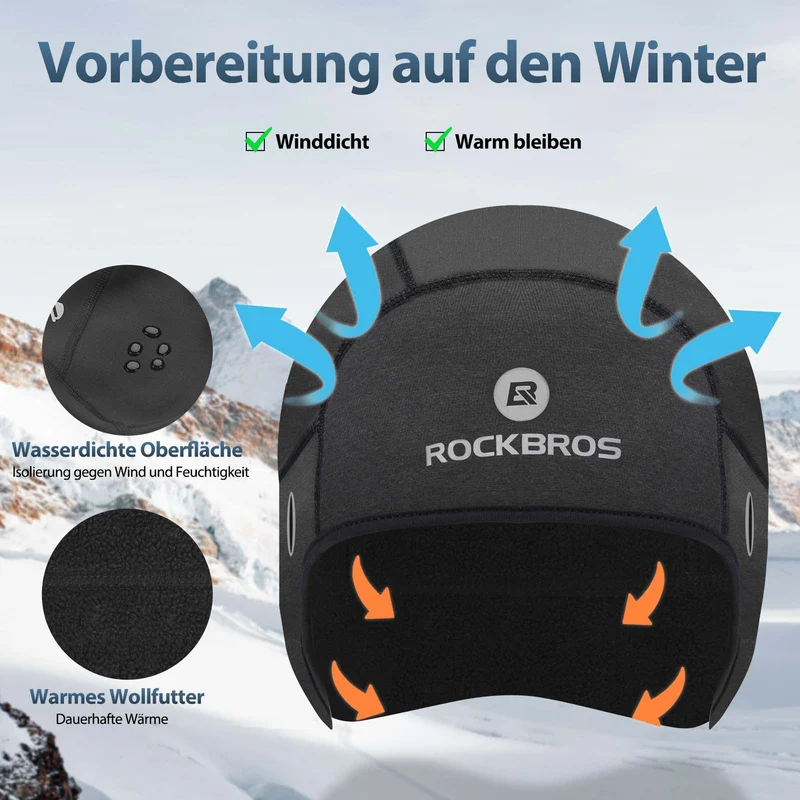 ROCKBROS Winter Fahrrad Mütze Winddicht Helmmütze met Brillenlöcher