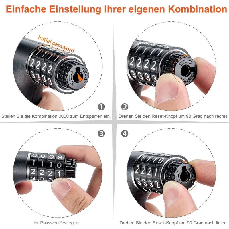 ROCKBROS Zahlenschloss met 4-stelligem Zahlencode 96 cm Länge