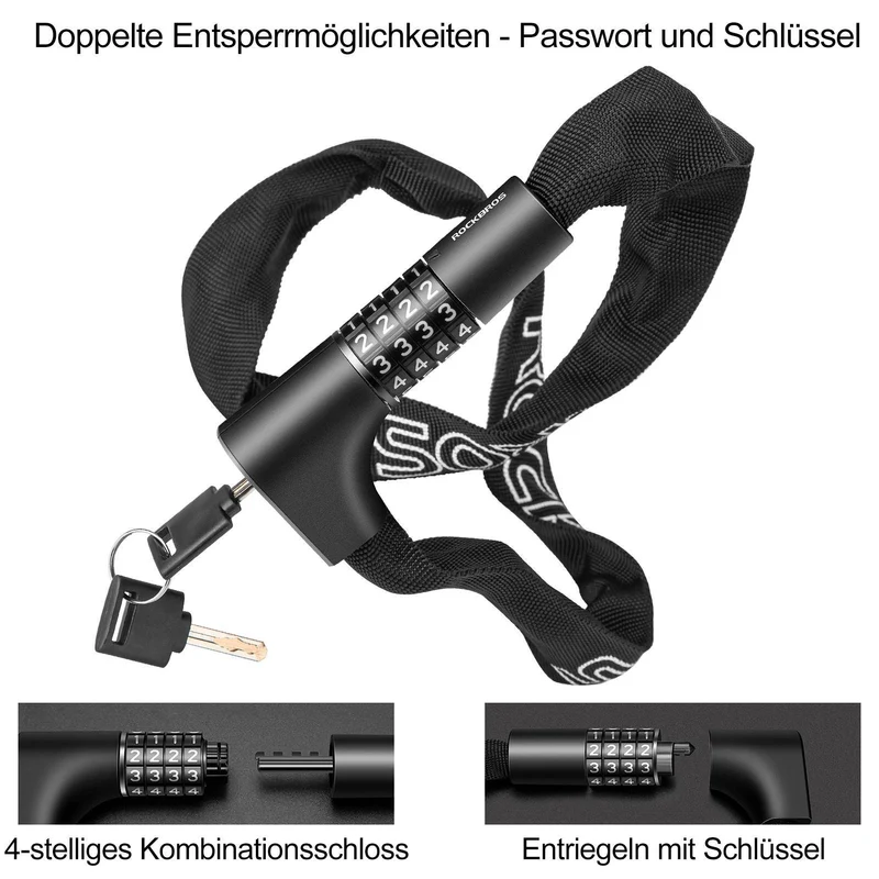 ROCKBROS Zahlenschloss met 4-stelligem Zahlencode 96 cm Länge