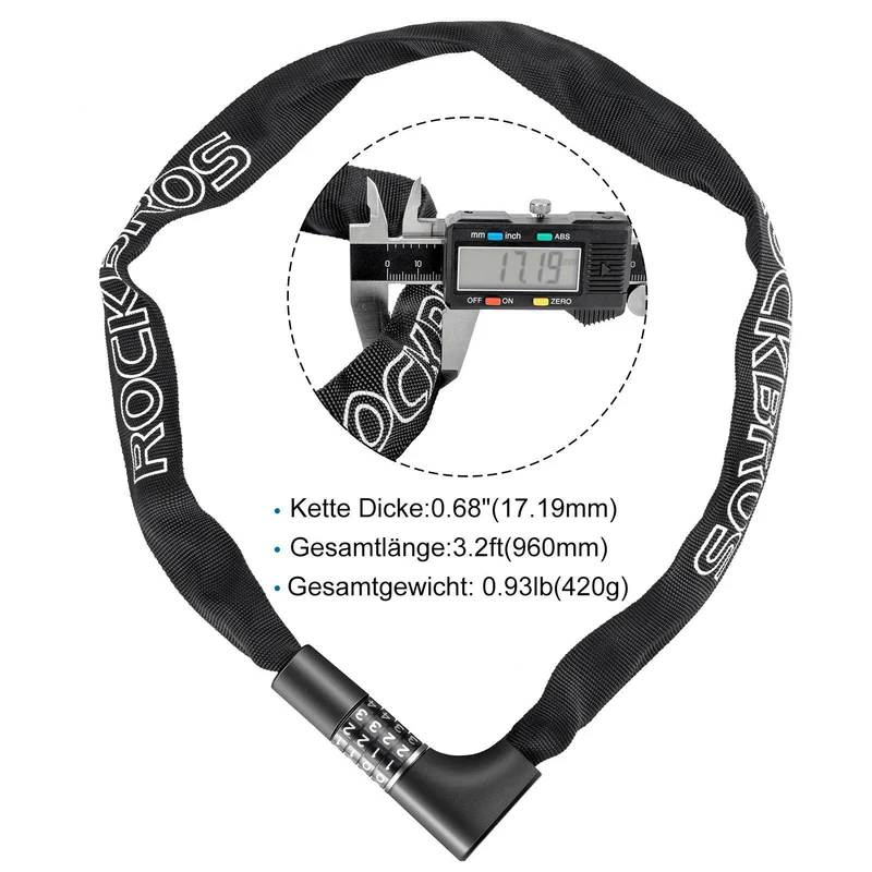 ROCKBROS Zahlenschloss met 4-stelligem Zahlencode 96 cm Länge