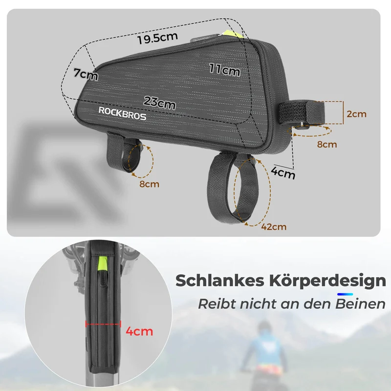 ROCKBROS Fahrrad Oberrohrtasche/Satteltasche 1,1L met Innenfächern