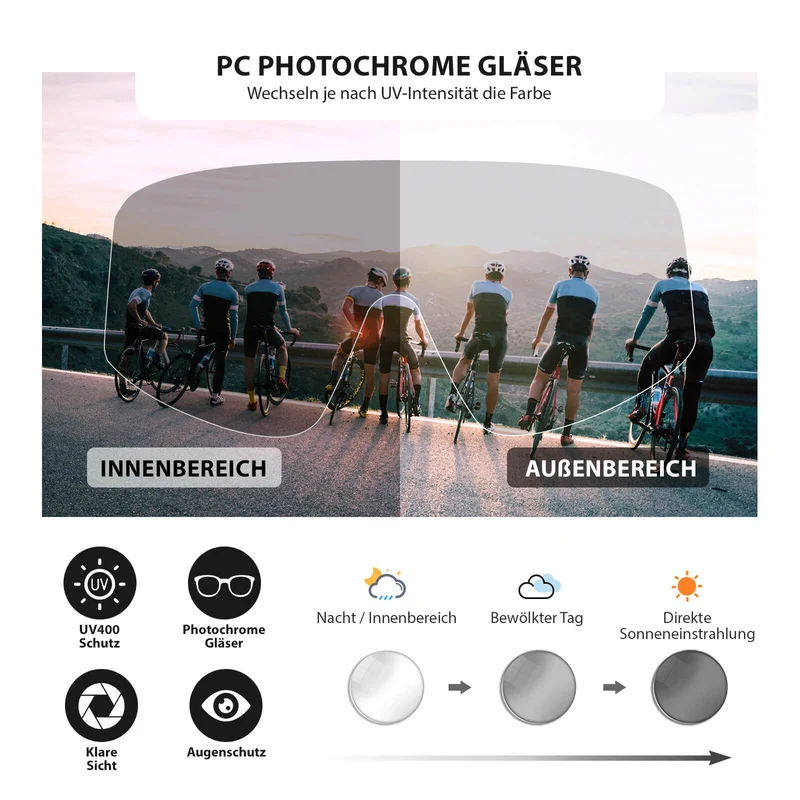 Selbsttonende Sonnenbrille Ultraleicht UV400 Schutz Grün