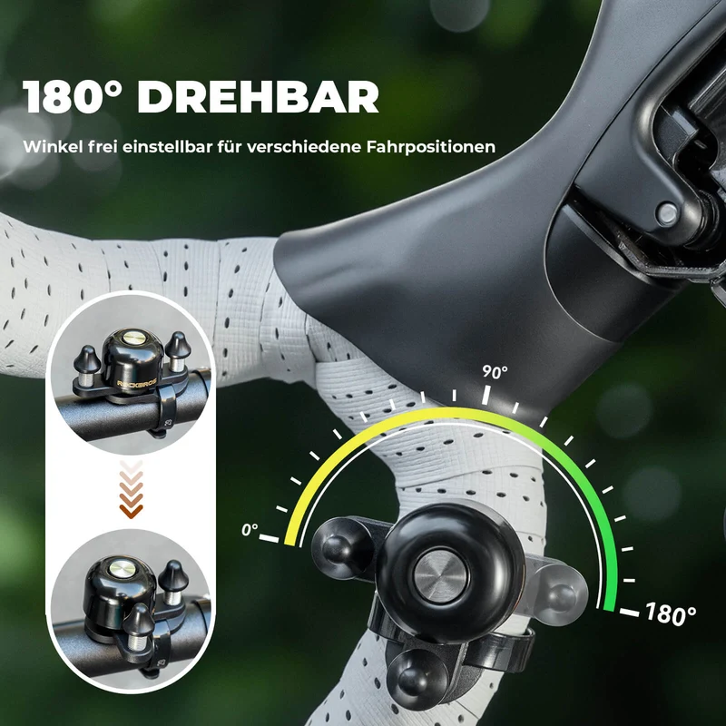 Rennrad MTB Fahrradklingel met Doppel-Klopfer 180° drehbar