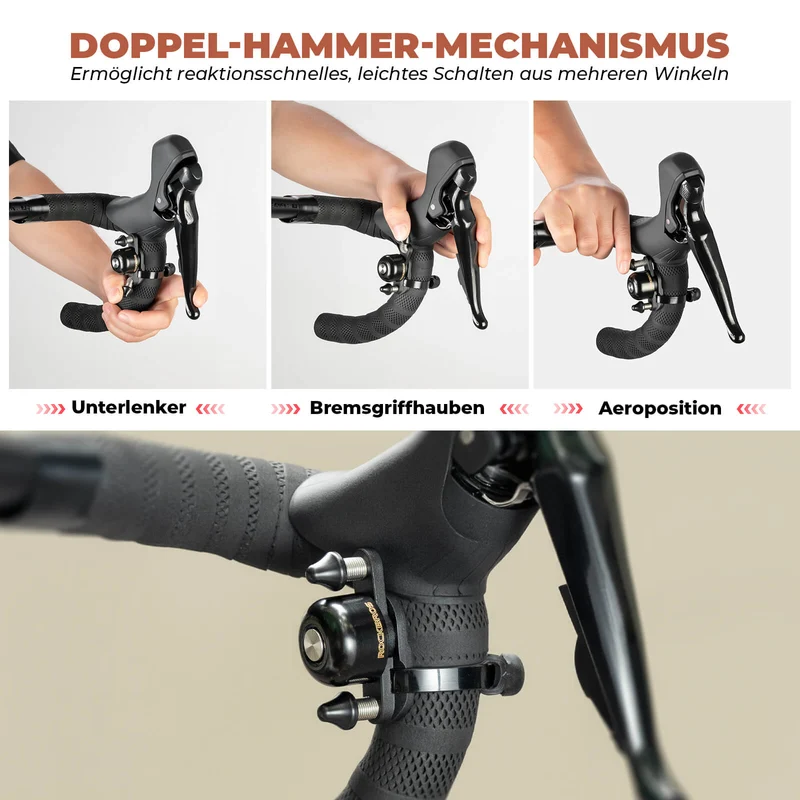 Rennrad MTB Fahrradklingel met Doppel-Klopfer 180° drehbar