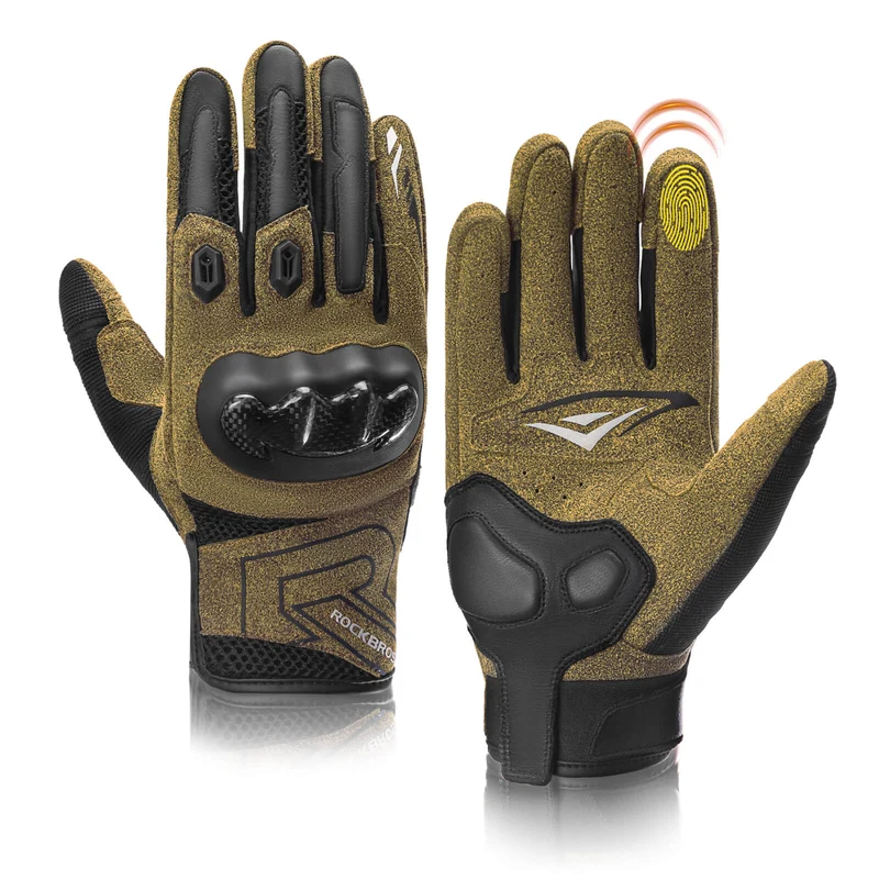 ROCKBROS Winter Fahrradhandschoenen Atmungsaktiv Schlagfest Touchscreen Braun