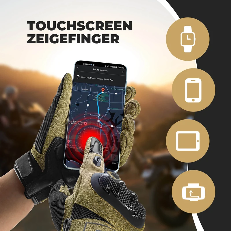 ROCKBROS Winter Fahrradhandschoenen Atmungsaktiv Schlagfest Touchscreen Braun