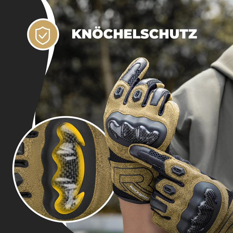 ROCKBROS Winter Fahrradhandschoenen Atmungsaktiv Schlagfest Touchscreen Braun