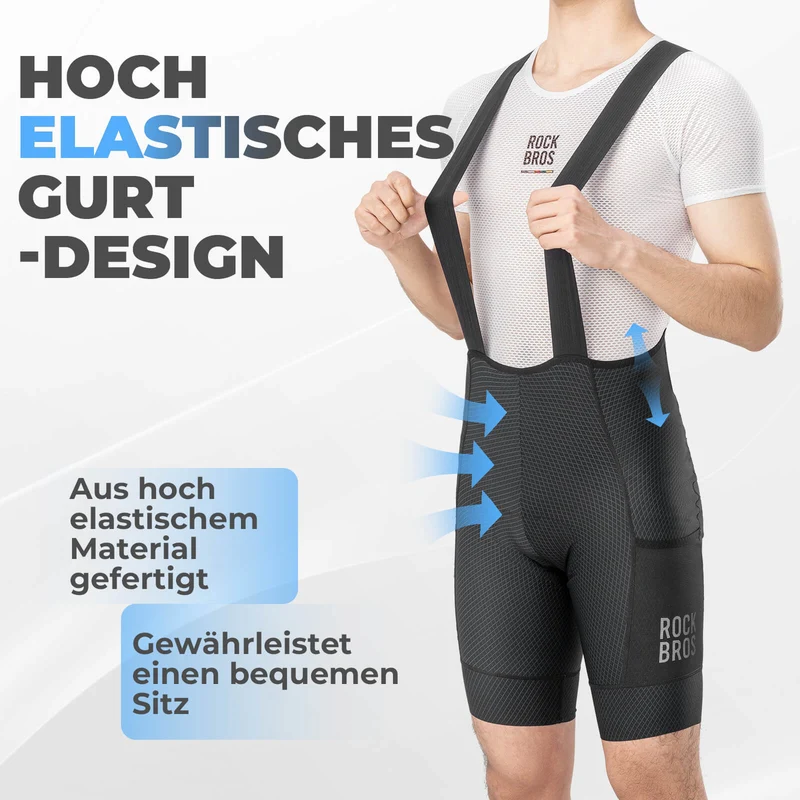 Herren Fahrrad Trägerhose mit Sitzpolster Atmungsaktiv Sommer