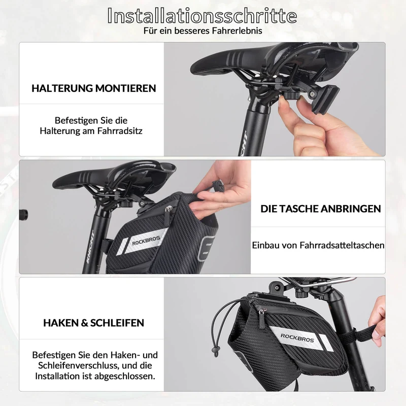 ROCKBROS Satteltasche Fahrradsitz Tas met Flaschenhalter Zwart 1L