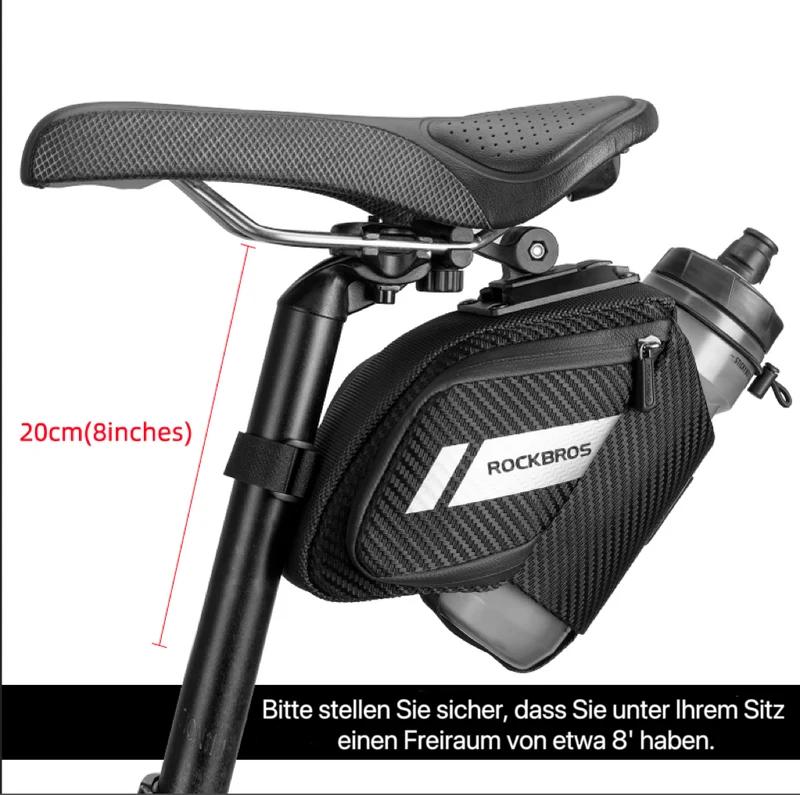 ROCKBROS Satteltasche Fahrradsitz Tas met Flaschenhalter Zwart 1L