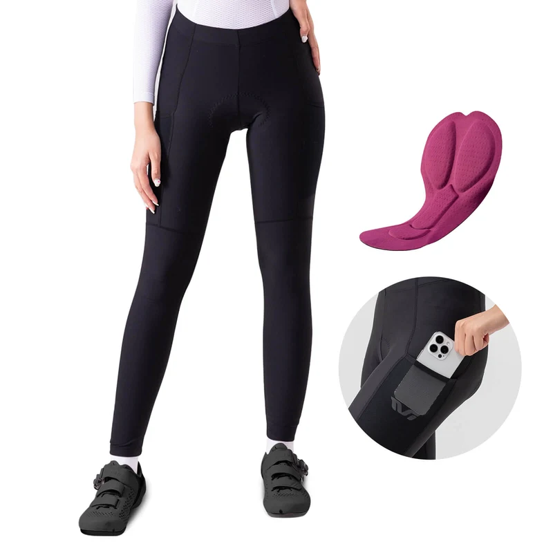 ROCKBROS Dames Winter Fahrradhose Lang Gepolstert Elastisch Atmungsaktiv