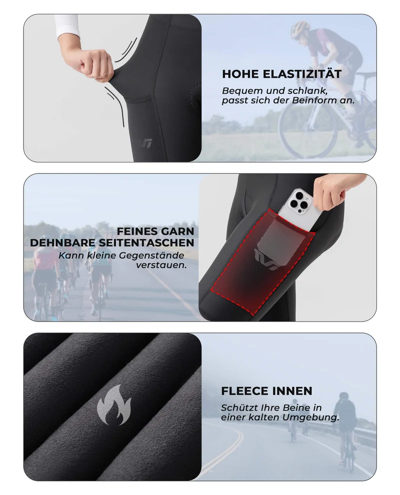 ROCKBROS Dames Winter Fahrradhose Lang Gepolstert Elastisch Atmungsaktiv