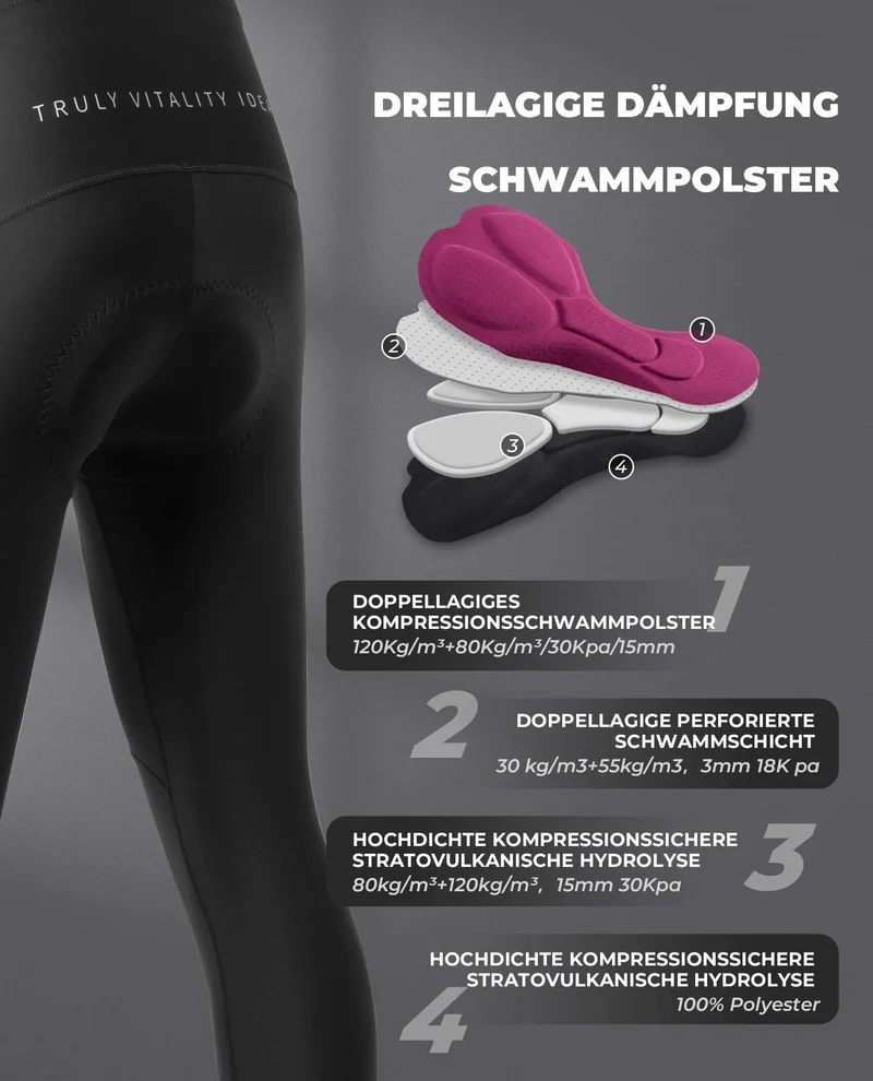 ROCKBROS Dames Winter Fahrradhose Lang Gepolstert Elastisch Atmungsaktiv