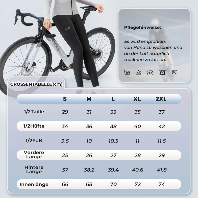 ROCKBROS Dames Winter Fahrradhose Lang Gepolstert Elastisch Atmungsaktiv