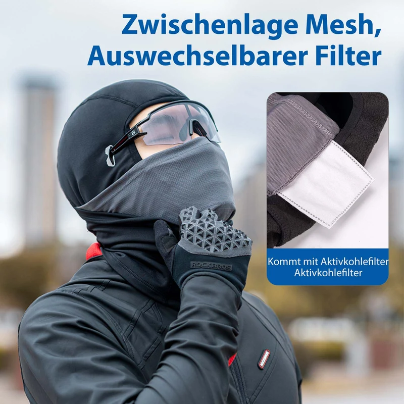 ROCKBROS Sturmhaube winddichte onderhelmmütze uit warme fleece zwart