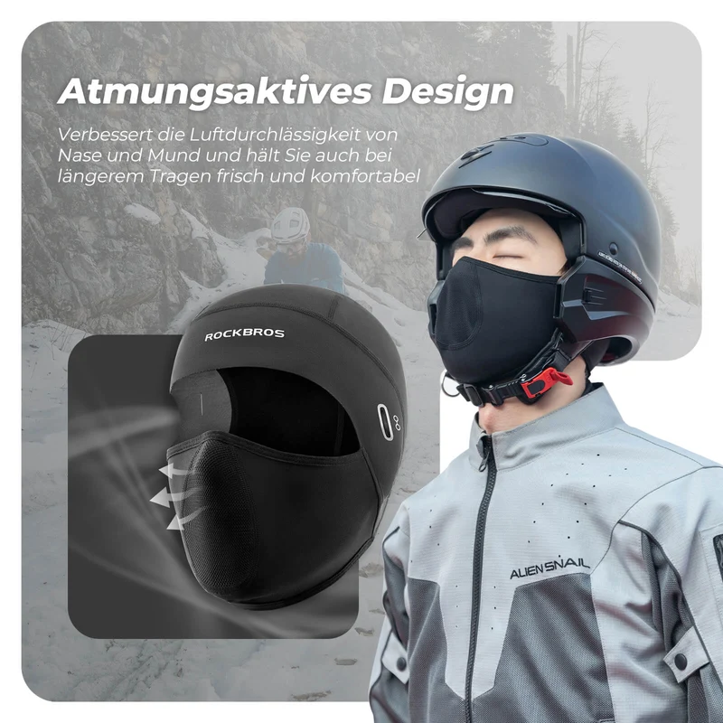 ROCKBROS Sturmhaube Balaclava Fleece Unterhelm voor Fahrrad en Ski