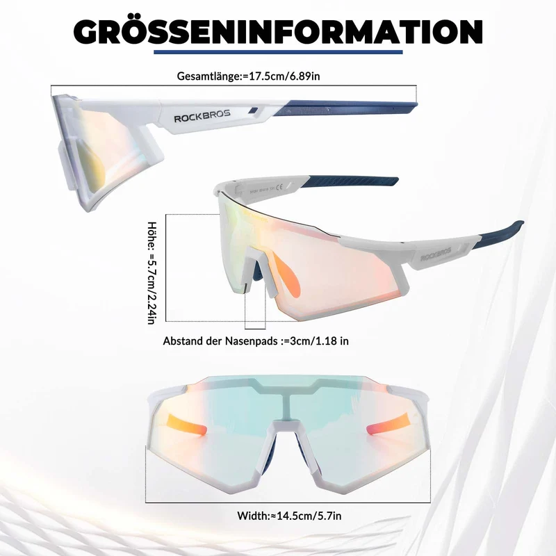 ROCKBROS Sonnenbrille Fahrradbrille Selbsttönend Outdoor UV400 Schutz