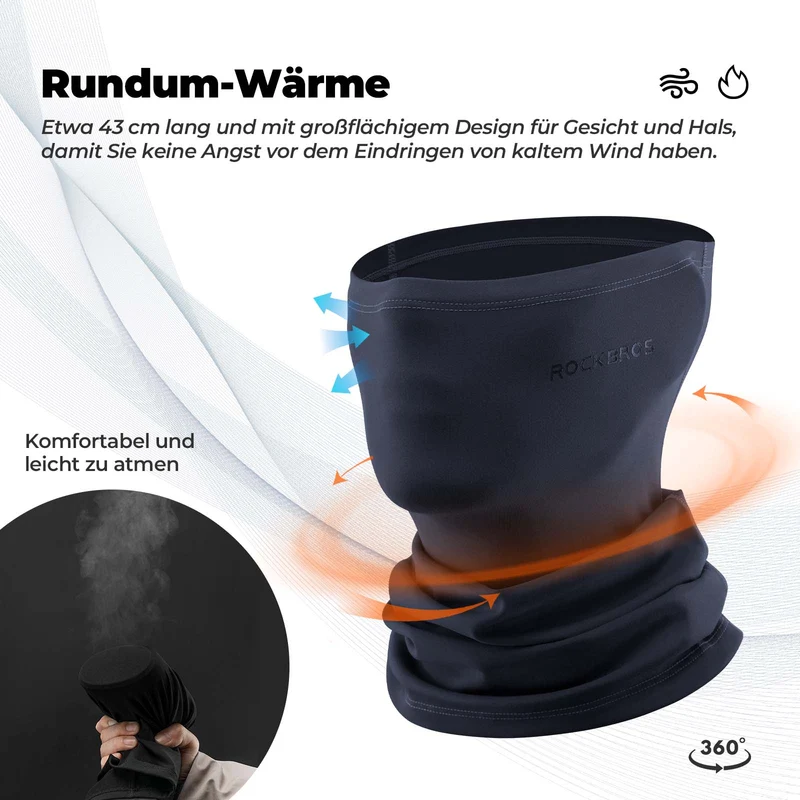 ROCKBROS Multifunctionele stof Fleece Sturmhaube Weich Gesichtsmasker Schlauchtuch