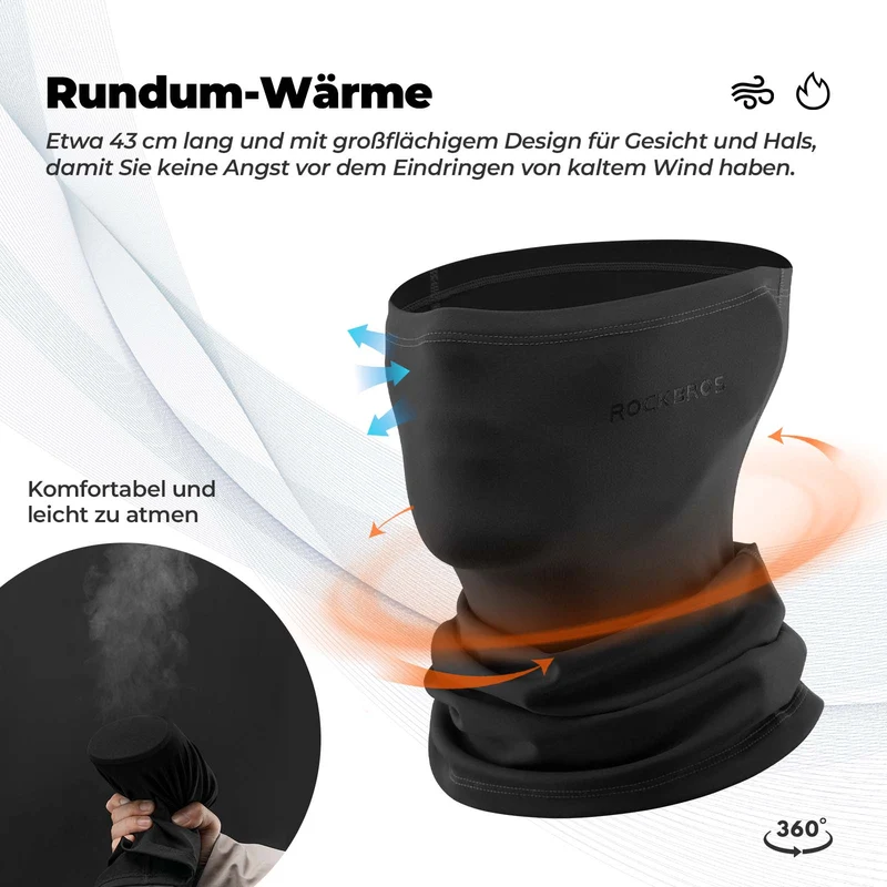 ROCKBROS Multifunctionele stof Fleece Sturmhaube Weich Gesichtsmasker Schlauchtuch