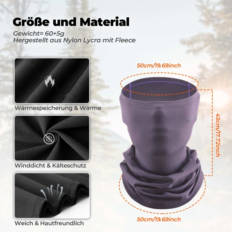 ROCKBROS Multifunctionele stof Fleece Sturmhaube Weich Gesichtsmasker Schlauchtuch