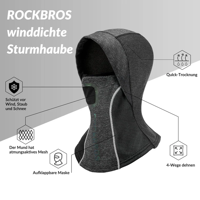 ROCKBROS Sturmhaube met actieve mesh voor outdoorsport unisex