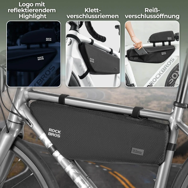 ROCKBROS Fahrrad Rahmentasche Dreiecktasche Wasserabweisend 2,9L Zwart