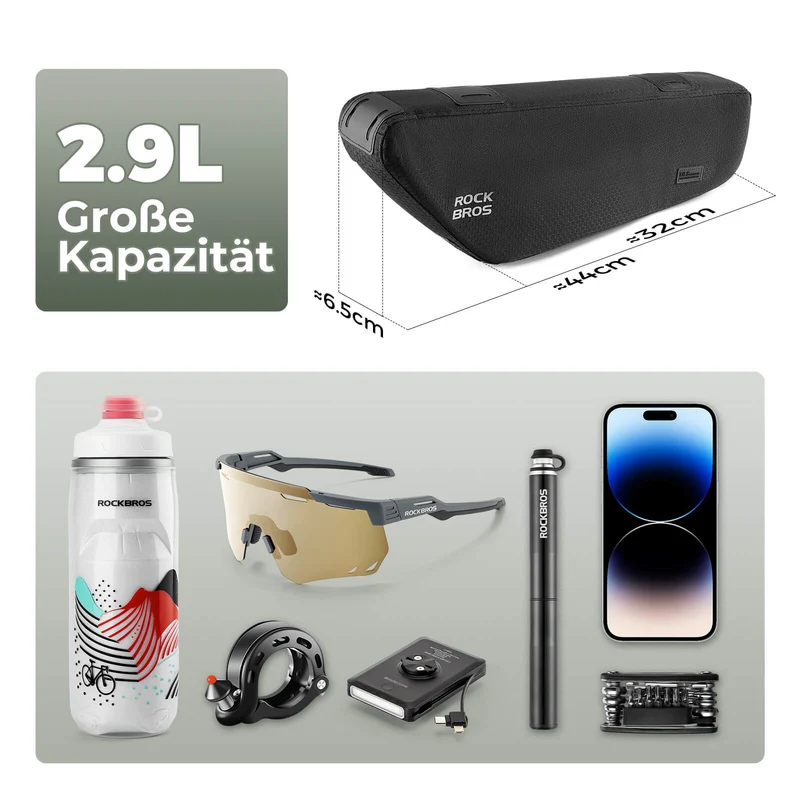 ROCKBROS Fahrrad Rahmentasche Dreiecktasche Wasserabweisend 2,9L Zwart
