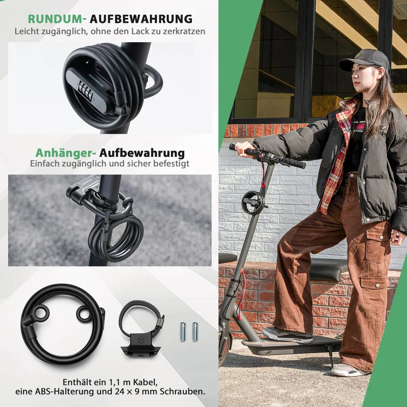 Fahrradschloss Zahlenschloss U-Bügelschloss mit Kabel прыбл. 1.1 м