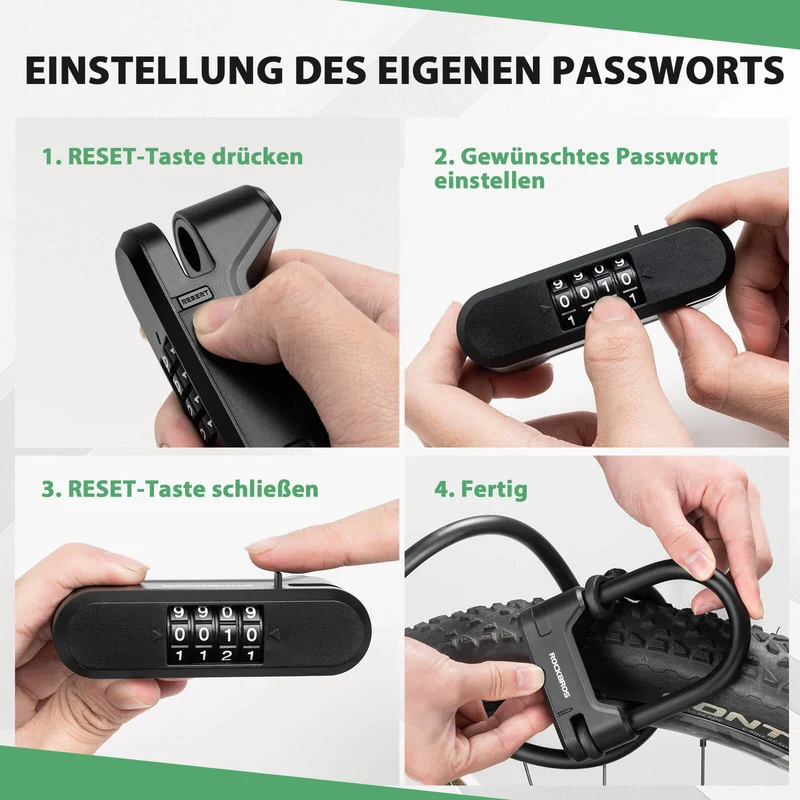 Fahrradschloss Zahlenschloss U-Bügelschloss mit Kabel прыбл. 1.1 м