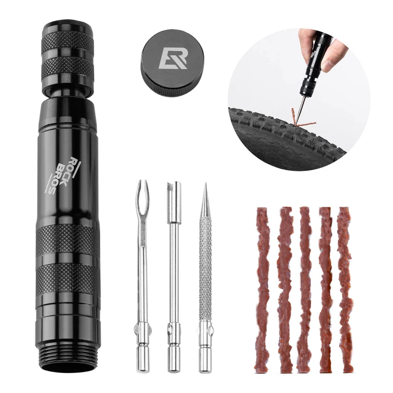 Tubeless Reifenpannenset met Gummistopfen, Aluminiumgehäus, Griff