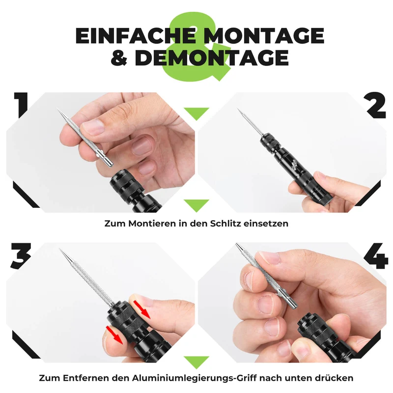 Tubeless Reifenpannenset met Gummistopfen, Aluminiumgehäus, Griff
