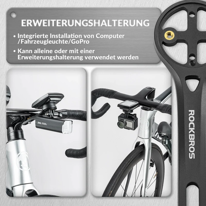 ROCKBROS Fahrradcomputer Halterung Compatibel mit Garmin/Wahoo/Bryton/GPS