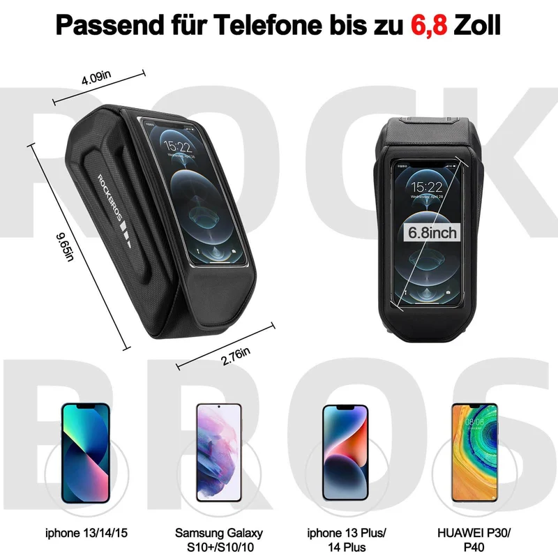 ROCKBROS Fahrradtassche Wasserdicht Handig Touchscreen voor Smartphone 6,8 Zoll