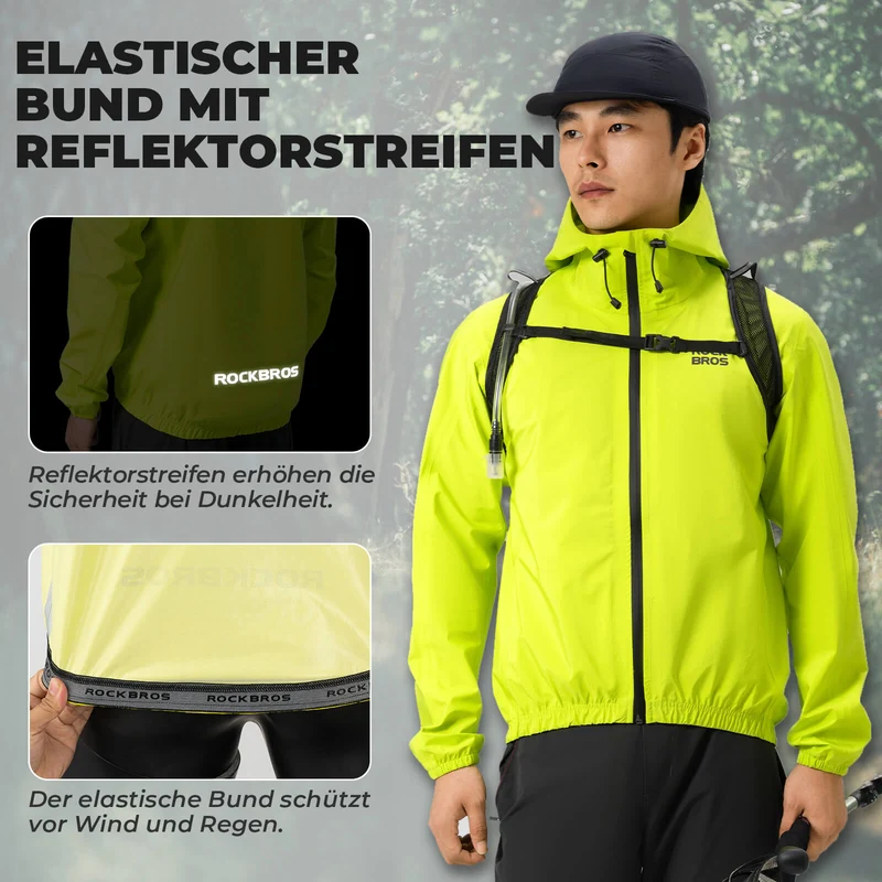 Neon Gelb Jacke Regenjacke Leicht Wasserdicht 0-15° Herren/Damen