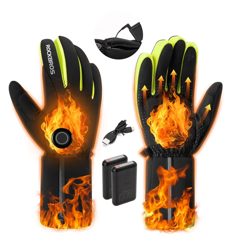 ROCKBROS Winter Beheizte Fahrradhandschuhe Touchscreen Handschuhe M-2XL