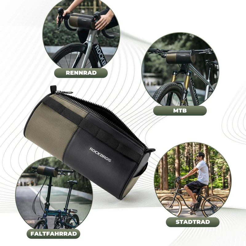 ROCKBROS Fahrradtassche Zylindrische Lenkertasche 1,7L met Schultergurt