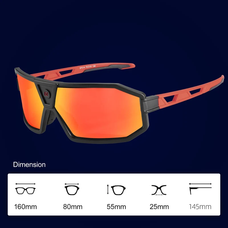 ROCKBROS Gepolariseerde zonnebril Fahrradbril Unisex Zwart-Rot