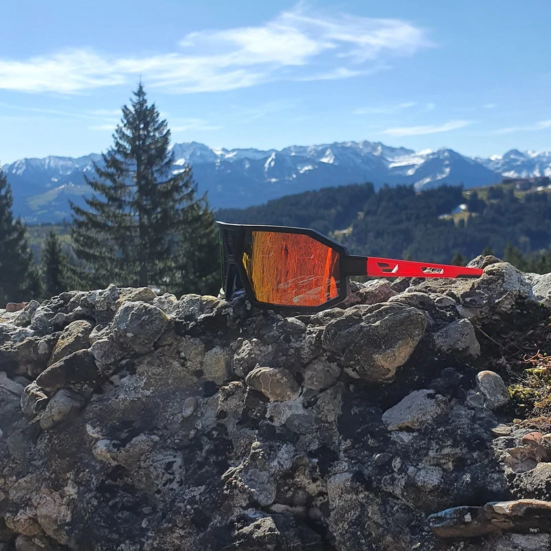 ROCKBROS Gepolariseerde zonnebril Fahrradbril Unisex Zwart-Rot