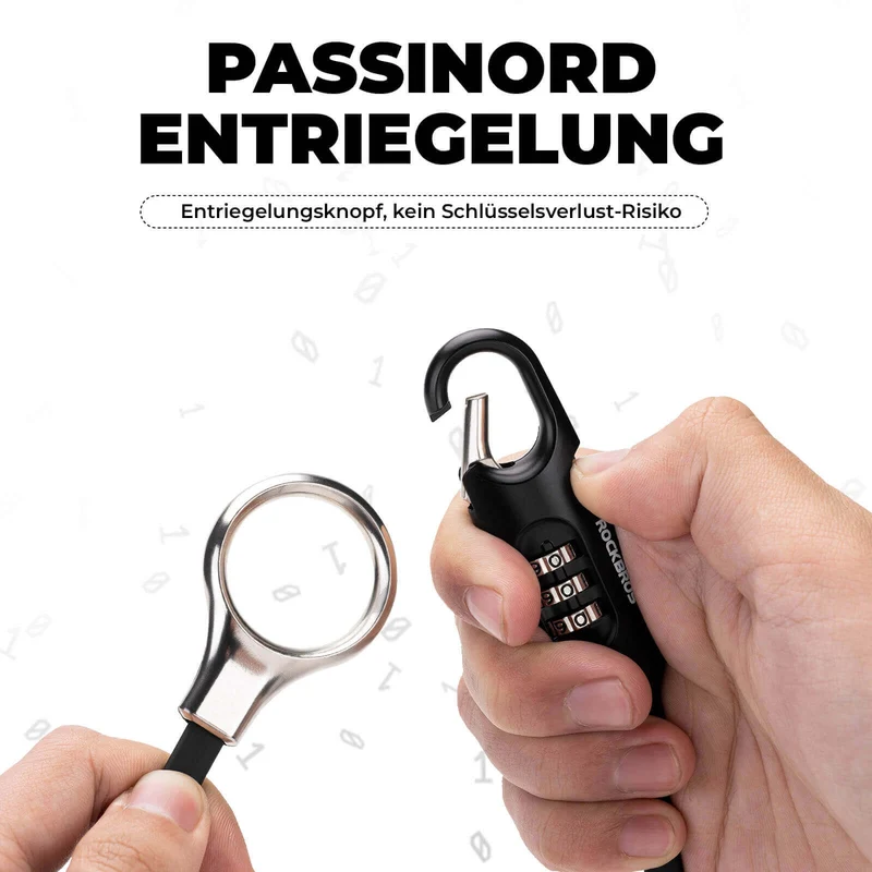 ROCKBROS Fahrradschloss Kabelschloss 150cm met Zahlencode Anti-Diebstahl