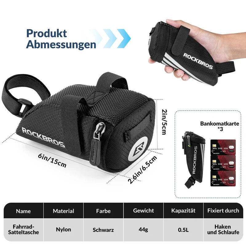 ROCKBROS Fahrrad Satteltas voor MTB/Rennrad/Faltrad Mini Portable