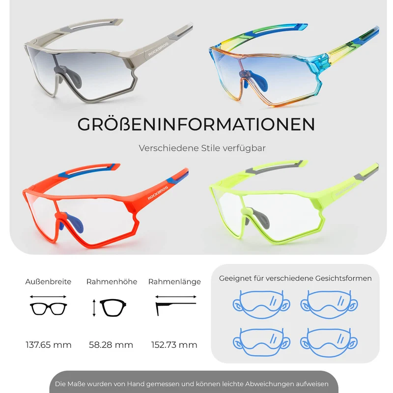 ROCKBROS Kinder Fahrradbrille UV400-Schutz Selbsttonend Sonnenbrille
