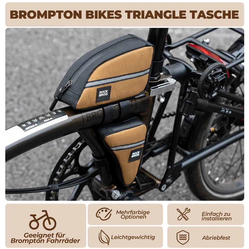 ROCKBROS Fahrradtasche Rahmentasche Dreiecktasche für Brompton 0,25/0,3л
