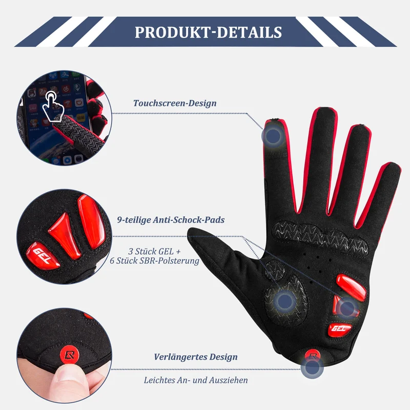 ROCKBROS Fahrradhandschuhe Winddicht Fahrrad Handschuhe Сэнсарны экран