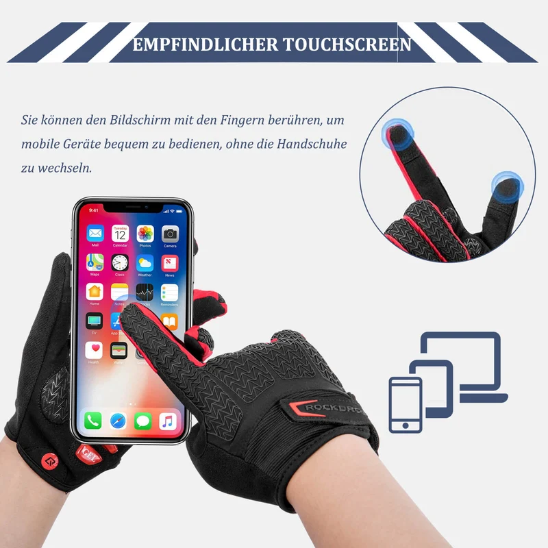 ROCKBROS Fahrradhandschuhe Winddicht Fahrrad Handschuhe Сэнсарны экран