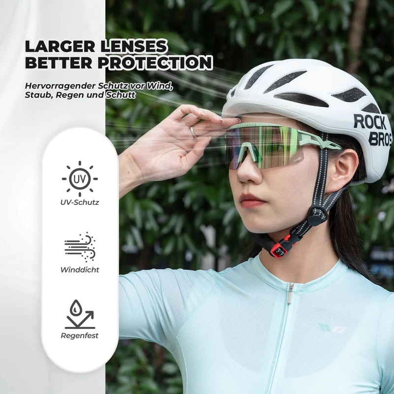 ROCKBROS Fahrradbrille Selbsttönend/Polarisiert Antibeschlag Winddicht UV-Schutz