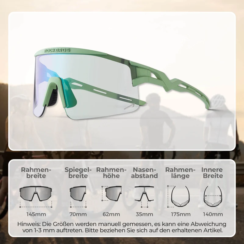 ROCKBROS Fahrradbrille Selbsttönend/Polarisiert Antibeschlag Winddicht UV-Schutz