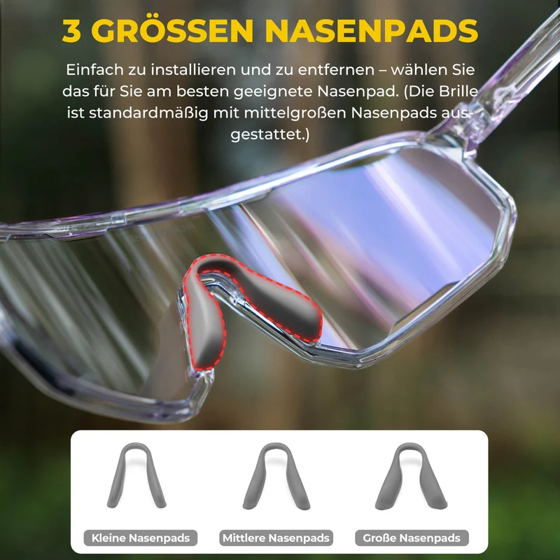 ROCKBROS Fahrradbrille Selbsttönende Sonnenbrille UV-Schutz Wechsel-Nasenpads Damen/Herren